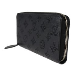 LOUIS VUITTON Louis Vuitton Zippy Wallet Monogram Mahina Long M61867 Calf Leather Black Round