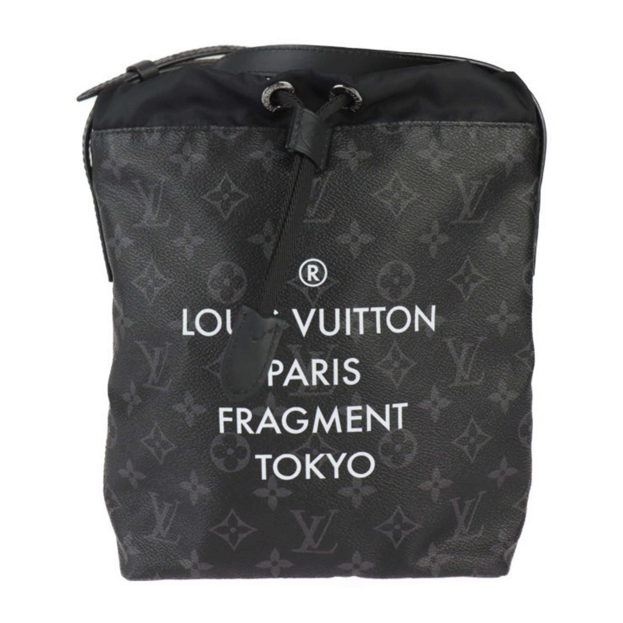 LOUIS VUITTON Louis Vuitton Nano Bag Fragment Hiroshi Fujiwara Collaboration Shoulder M43418 Monogram Eclipse Leather Black Grey Pochette