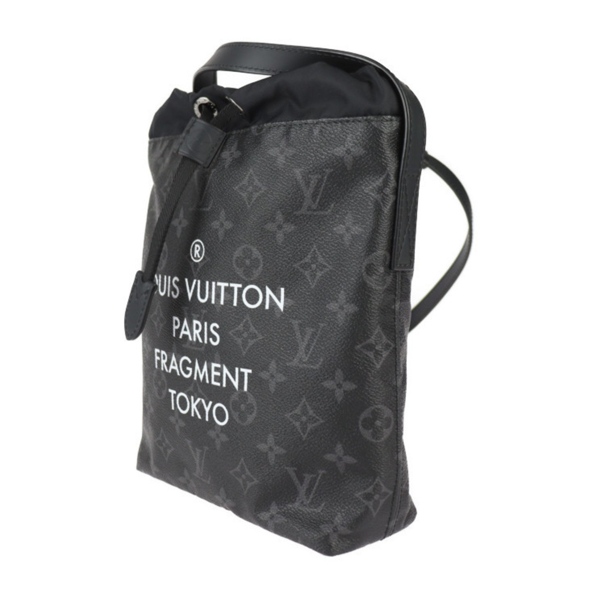 LOUIS VUITTON Louis Vuitton Nano Bag Fragment Hiroshi Fujiwara Collaboration Shoulder M43418 Monogram Eclipse Leather Black Grey Pochette