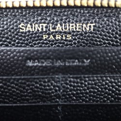 Yves Saint Laurent SAINT LAURENT PARIS Saint Laurent Paris Round Zip Wallet Long 358094 Leather Black Cassandra V Stitch