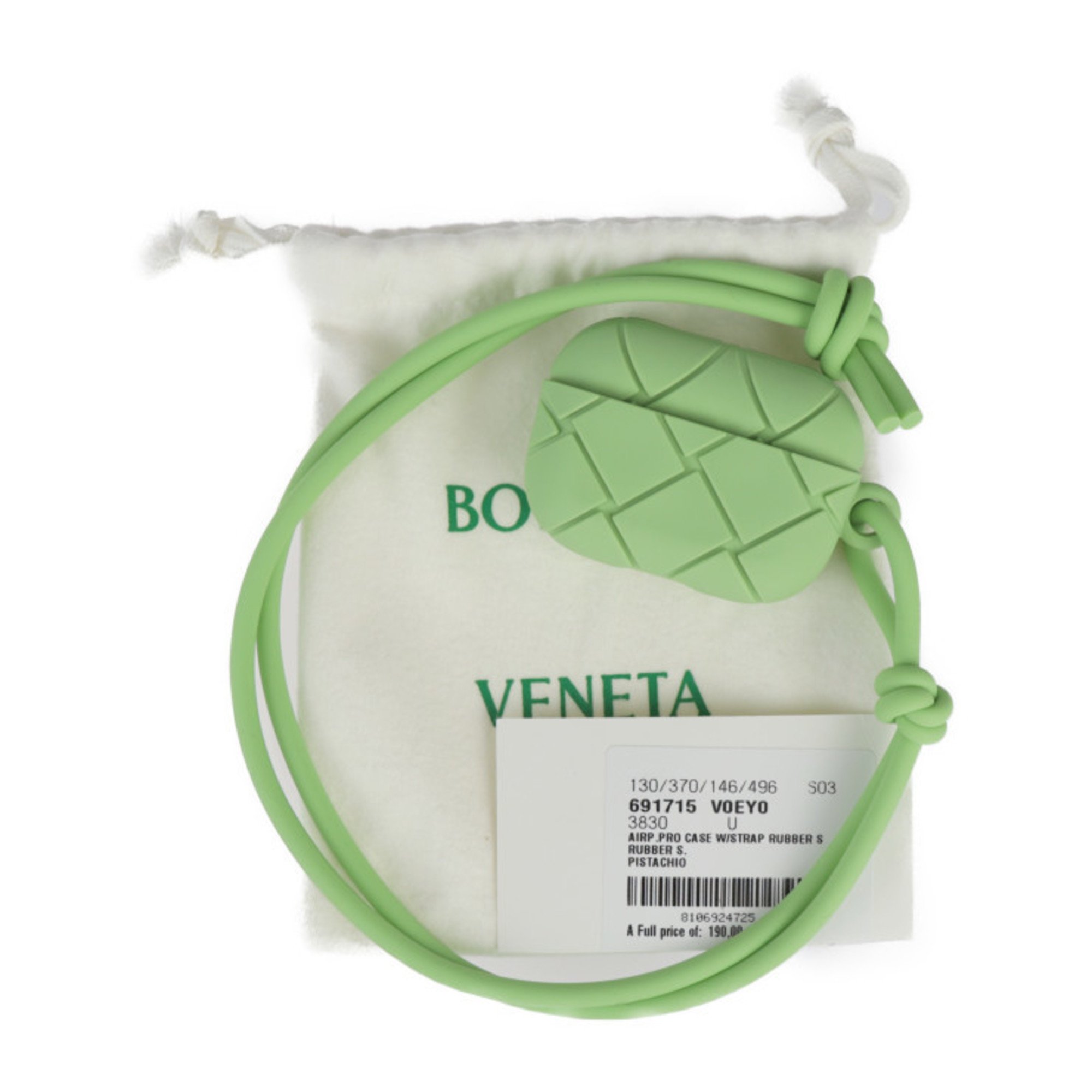 BOTTEGA VENETA Airpods Pro Case, Small Item, 691715, Rubber, Pistachio, Green, with Strap, Earphone Cover