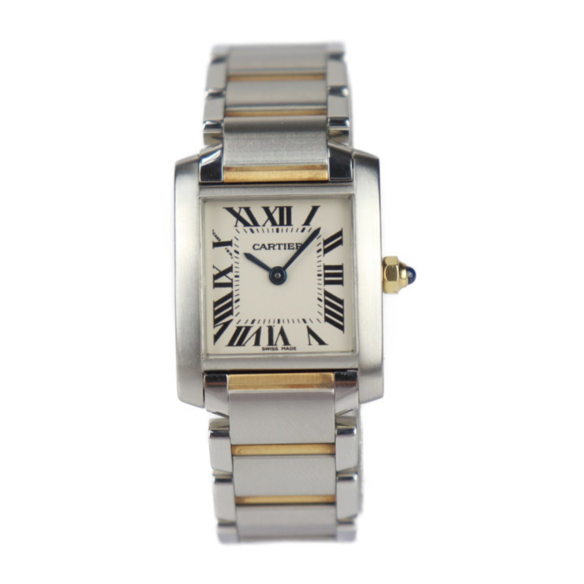 CARTIER Tank Francaise SM Watch W51007Q4 Stainless Steel K18 Yellow Gold Silver Ivory Dial Quartz Combi SS YG