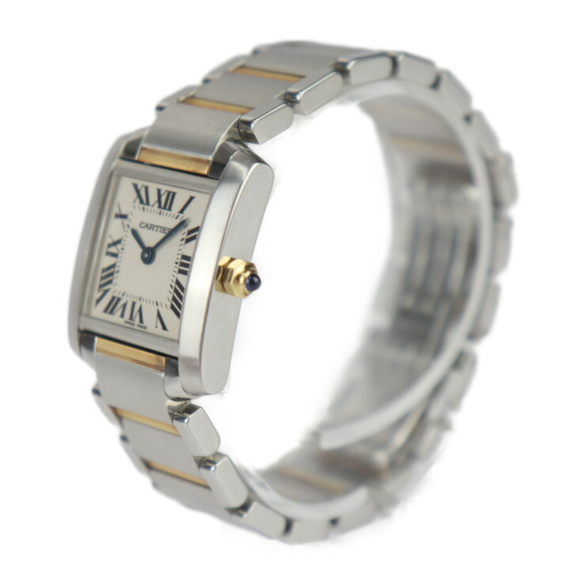 CARTIER Tank Francaise SM Watch W51007Q4 Stainless Steel K18 Yellow Gold Silver Ivory Dial Quartz Combi SS YG