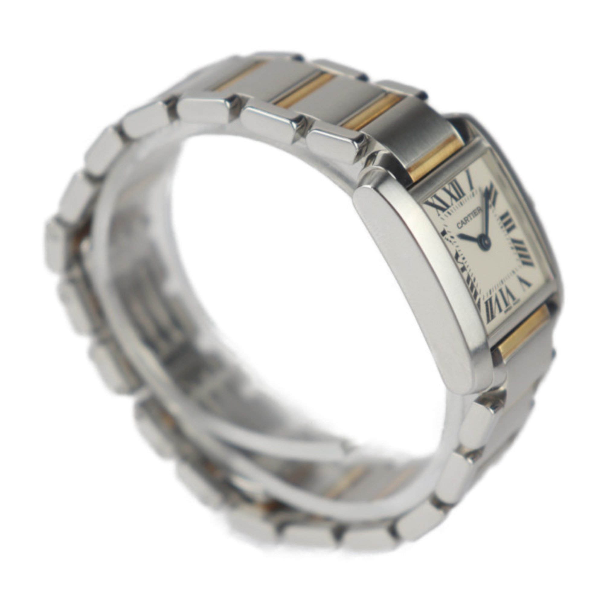 CARTIER Tank Francaise SM Watch W51007Q4 Stainless Steel K18 Yellow Gold Silver Ivory Dial Quartz Combi SS YG