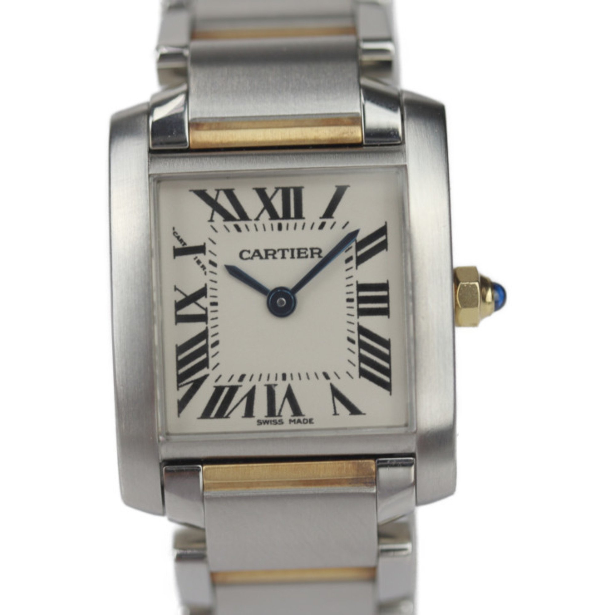 CARTIER Tank Francaise SM Watch W51007Q4 Stainless Steel K18 Yellow Gold Silver Ivory Dial Quartz Combi SS YG