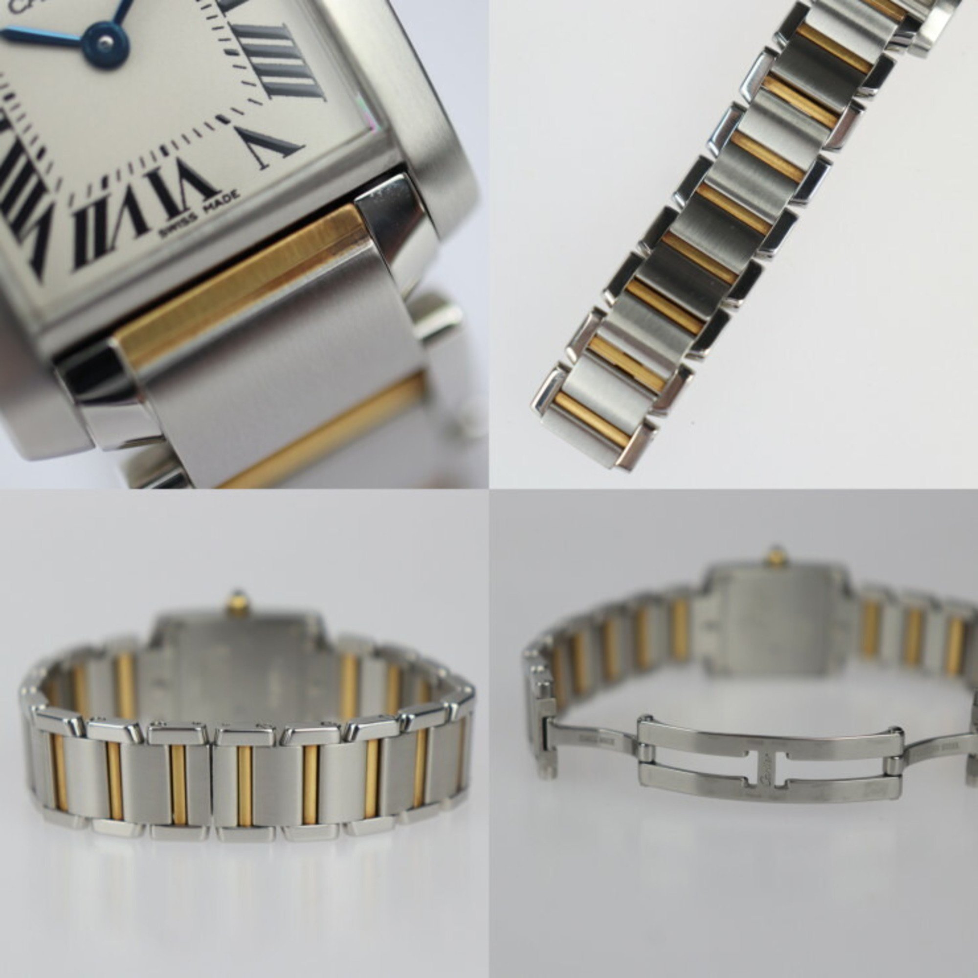 CARTIER Tank Francaise SM Watch W51007Q4 Stainless Steel K18 Yellow Gold Silver Ivory Dial Quartz Combi SS YG