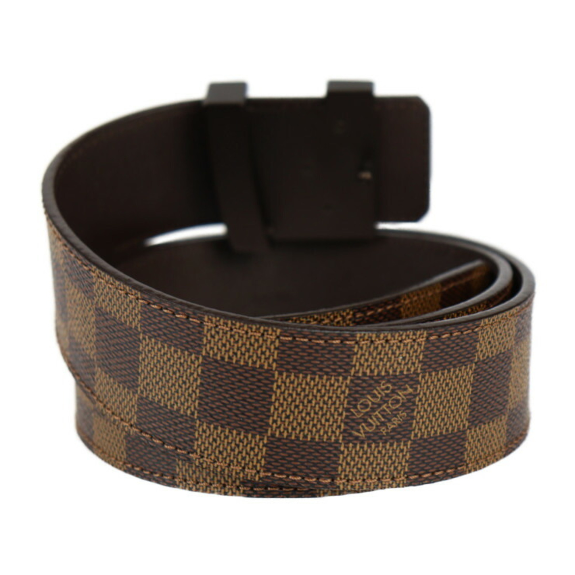 LOUIS VUITTON Louis Vuitton Santur LV Initial Belt M9807V Size 85 34 Damier Canvas Leather Ebene Brown