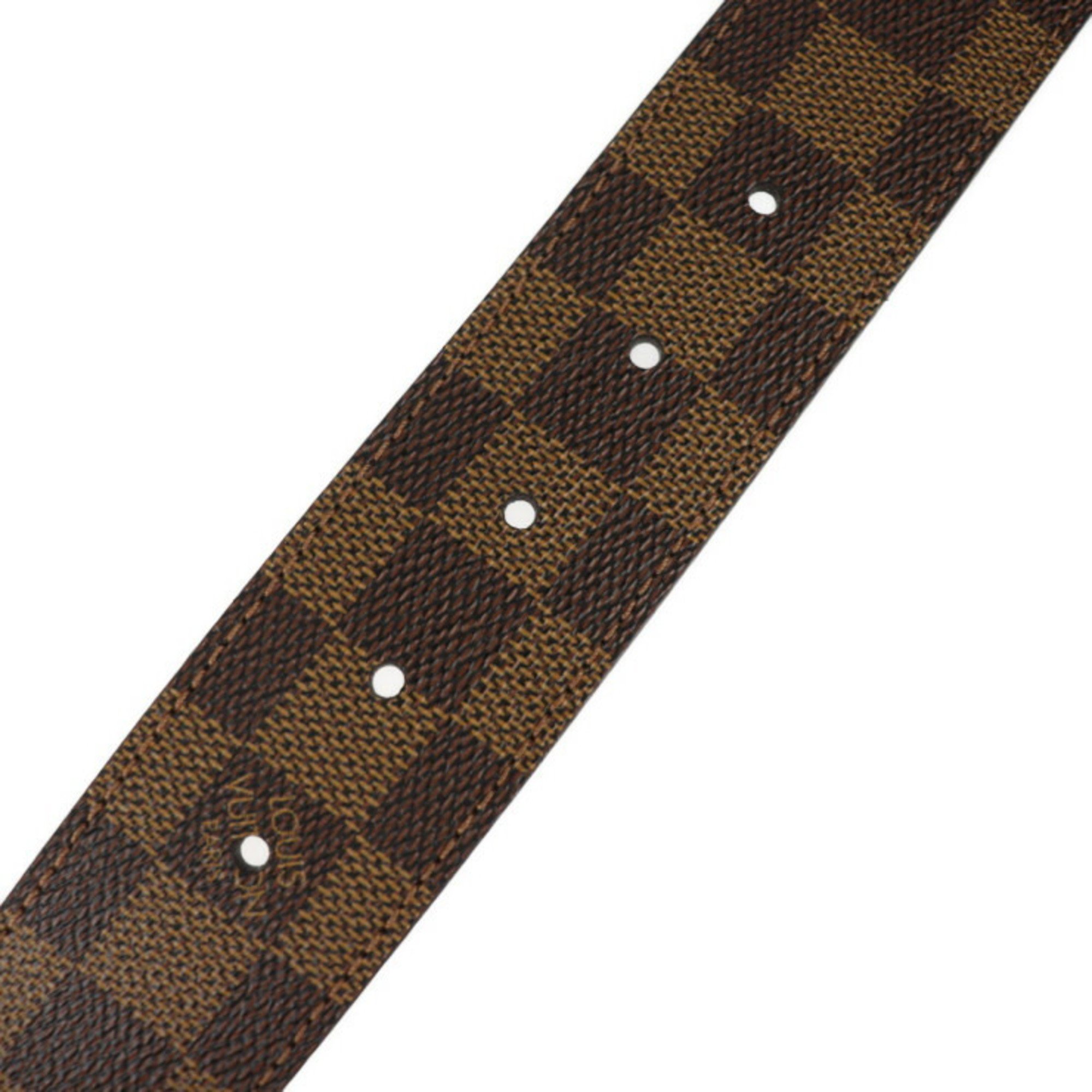 LOUIS VUITTON Louis Vuitton Santur LV Initial Belt M9807V Size 85 34 Damier Canvas Leather Ebene Brown