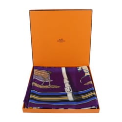 HERMES Editees Par Racehorse Carre 90 Scarf - 100% Silk Purple Multicolor