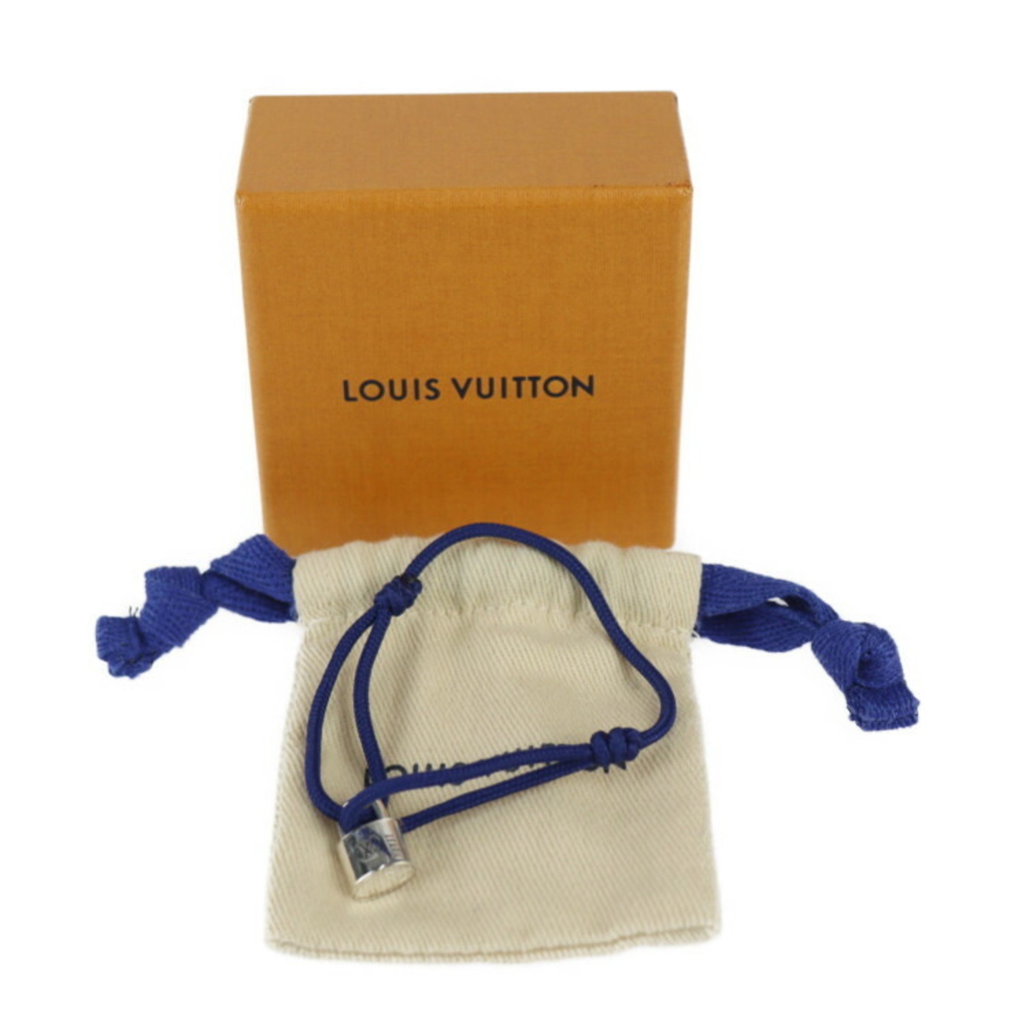 LOUIS VUITTON Louis Vuitton Silver Lockit Learn Bracelet QA5080 Recycled Polyester x Ag925 Blue LV