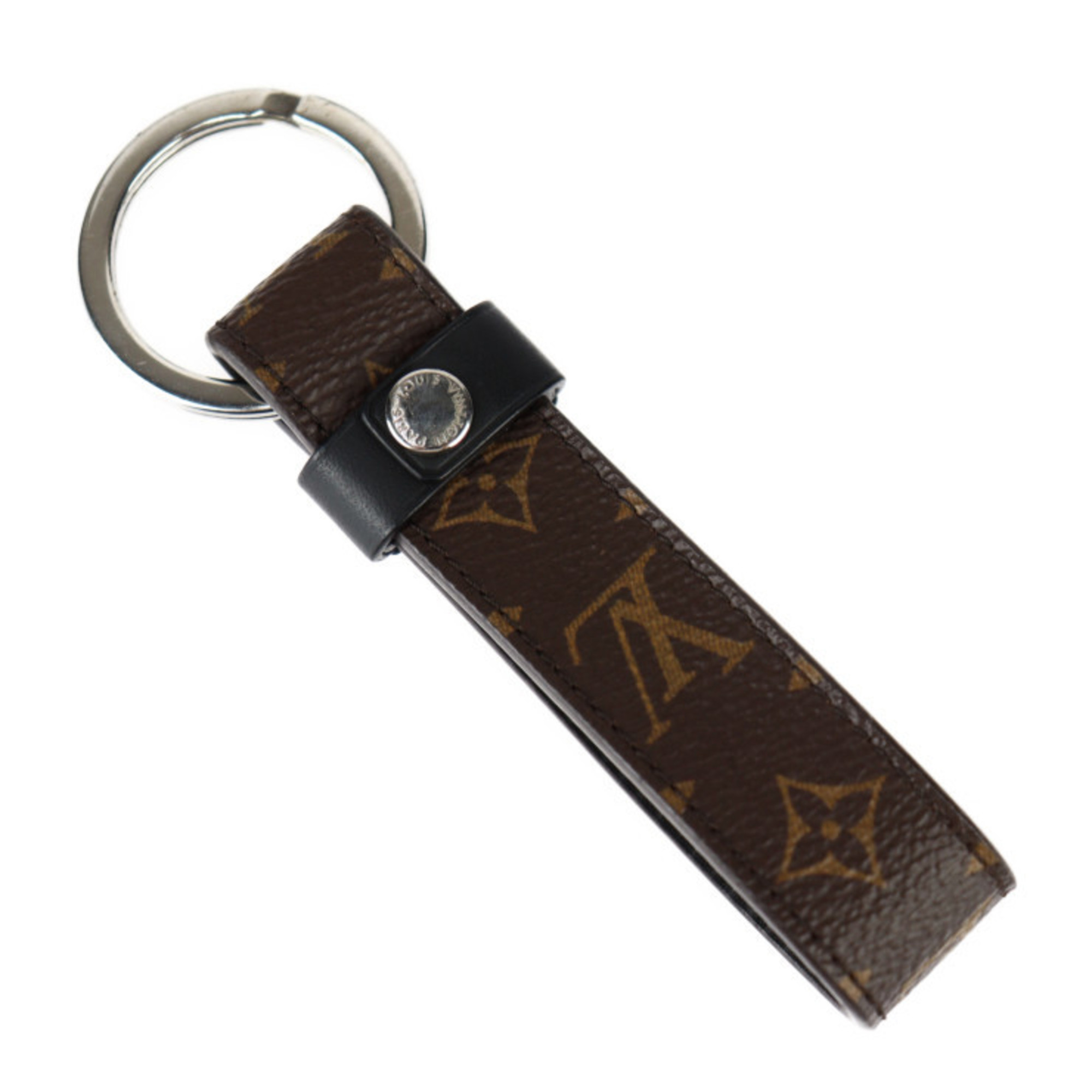 LOUIS VUITTON Louis Vuitton LV Dragonne Keychain M62709 Monogram Canvas Leather Brown Black Keyring