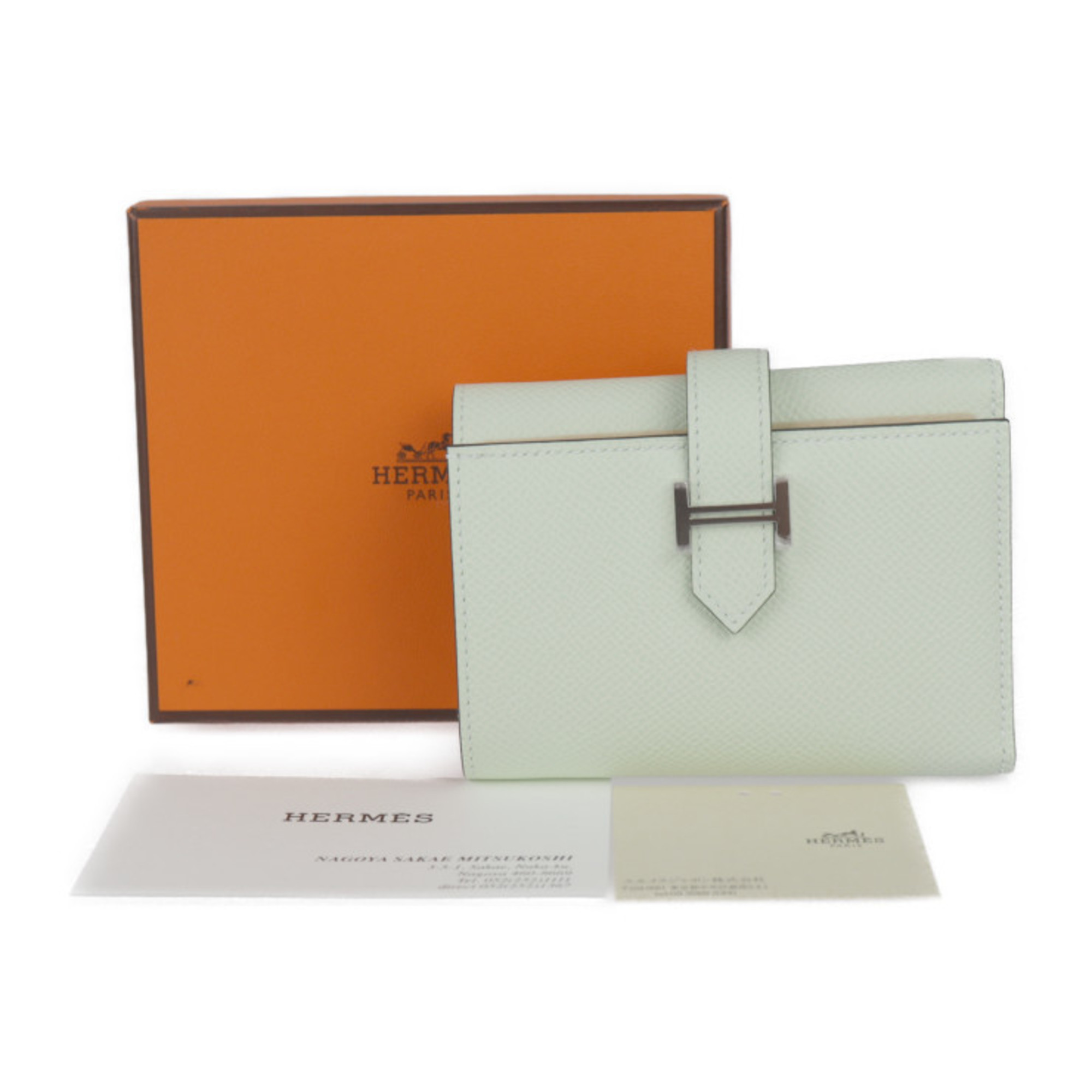 HERMES Hermes Bearn Combination Tri-fold Wallet - Epsom leather Vert Fizz B stamp