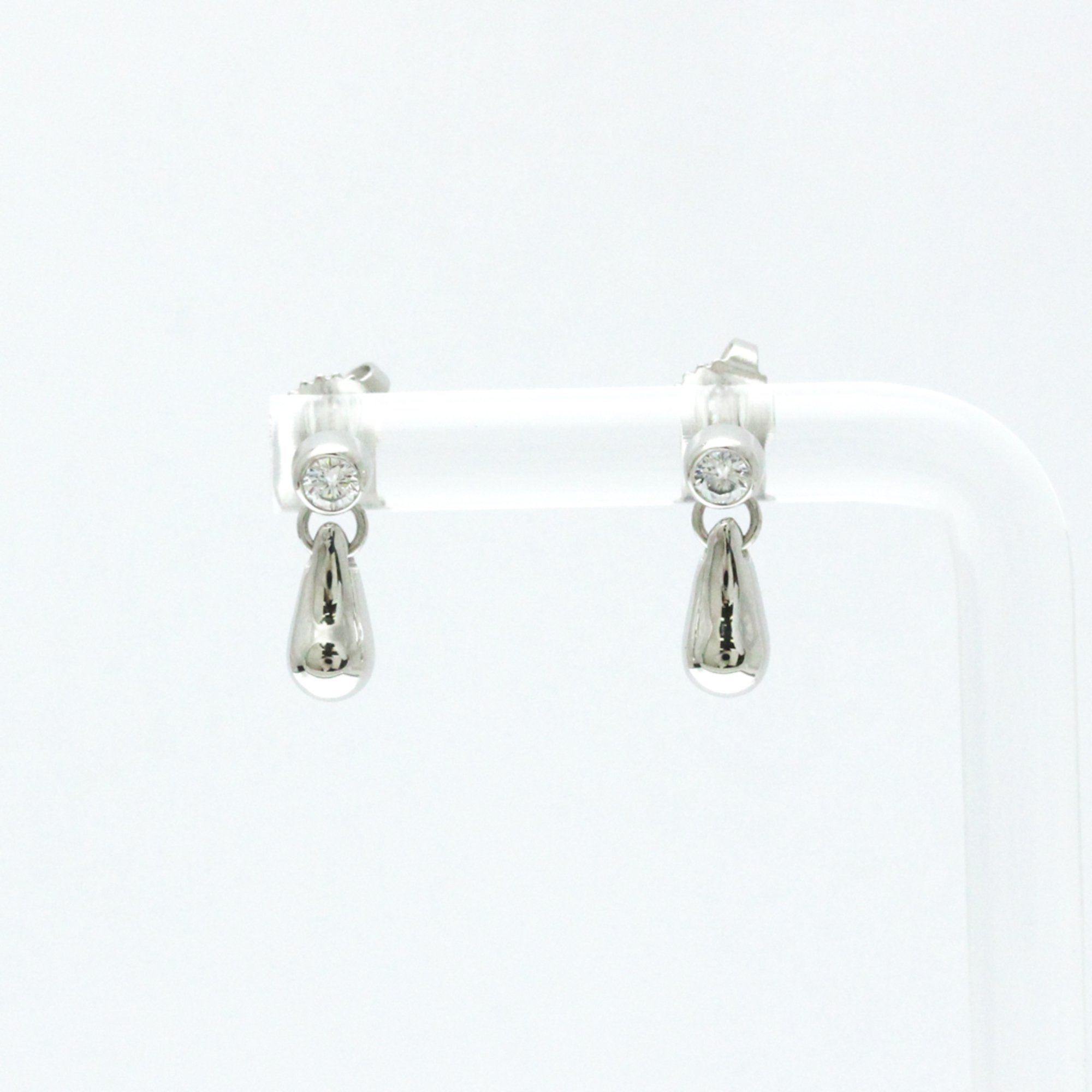 Tiffany Tear Drop Earrings Diamond Platinum Drop Earrings Silver