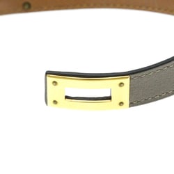 Hermes Kelly De Bourtour Gold Plating,Leather Bangle Gray