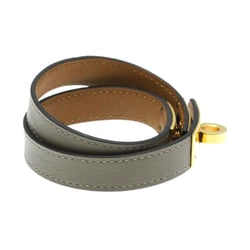 Hermes Kelly De Bourtour Gold Plating,Leather Bangle Gray