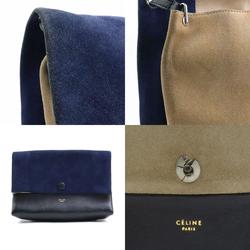 CELINE shoulder bag all soft suede leather navy black beige women's e59495a