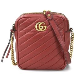 GUCCI Shoulder Bag GG Marmont Leather Red Women's 550155 H30641A