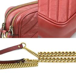 GUCCI Shoulder Bag GG Marmont Leather Red Women's 550155 H30641A