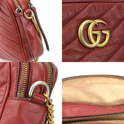 GUCCI Shoulder Bag GG Marmont Leather Red Women's 550155 H30641A