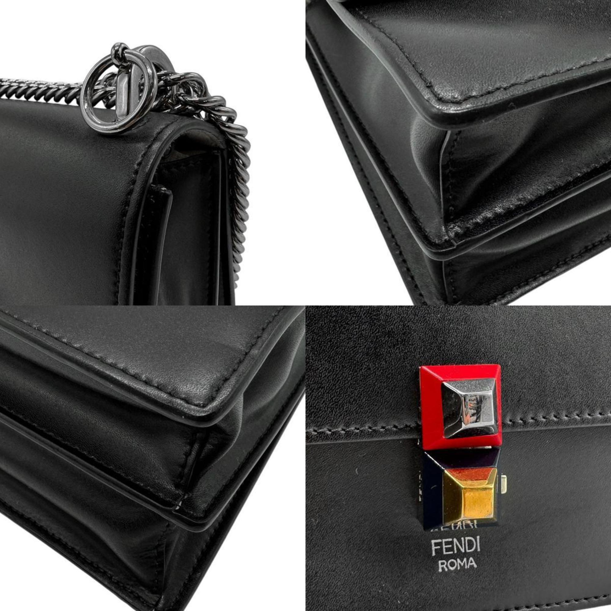 FENDI Shoulder Bag Canai Leather Black Women's 8M0381 A1FA z2696