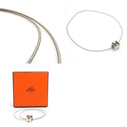 Hermes HERMES Necklace H Cube Cage d'Ash Metal Enamel Silver Off-White Women's e59487j