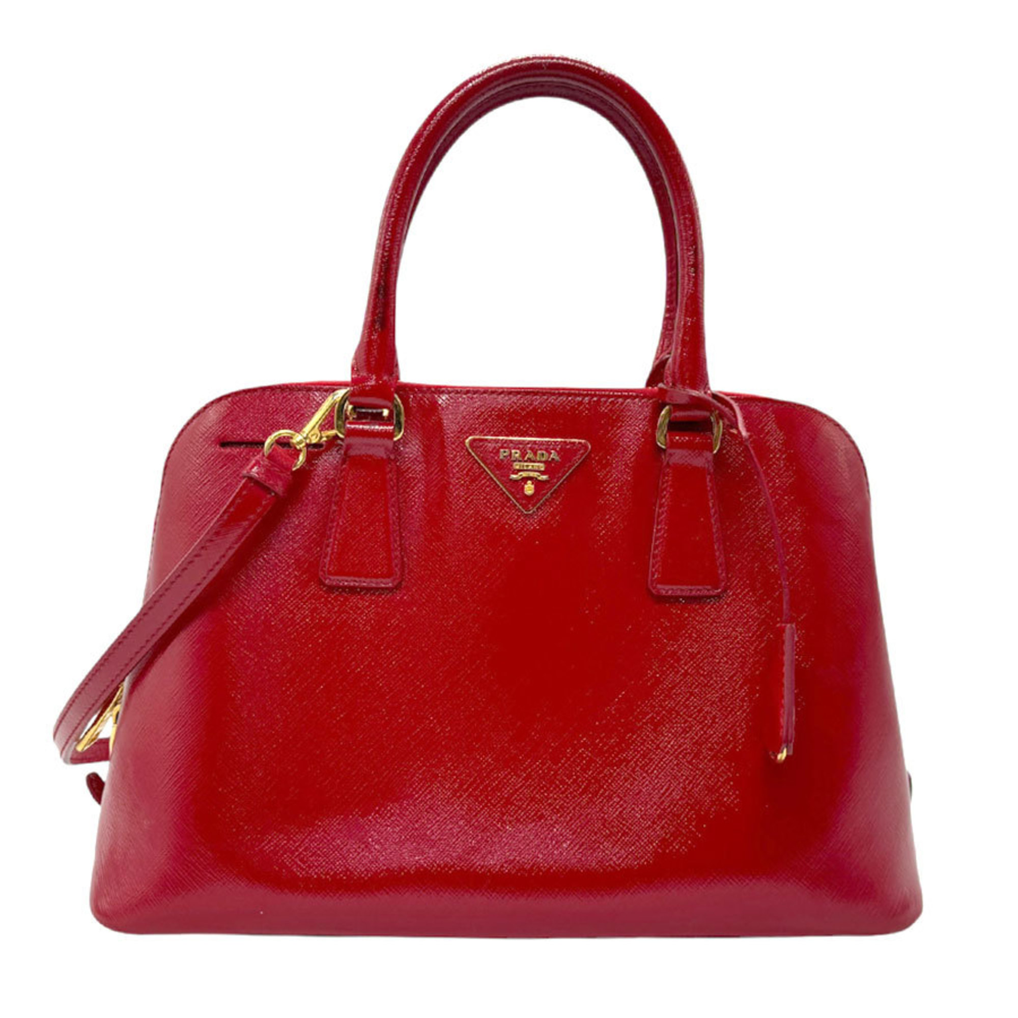 PRADA handbag shoulder bag leather red ladies z2735