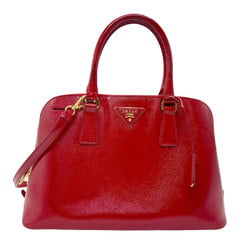 PRADA handbag shoulder bag leather red ladies z2735