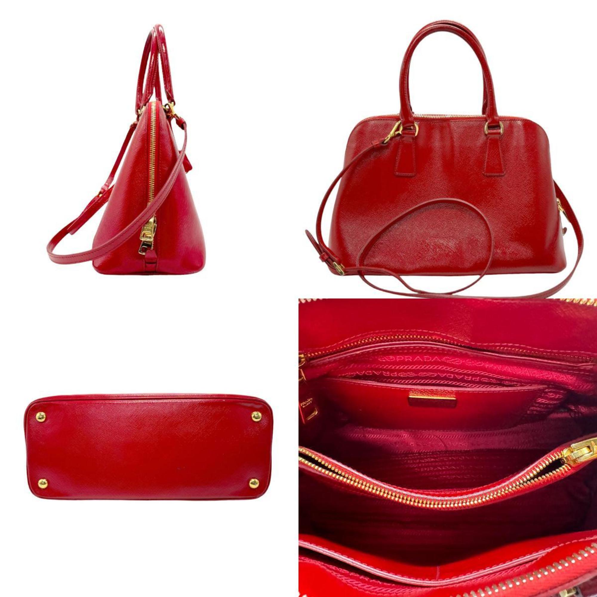 PRADA handbag shoulder bag leather red ladies z2735