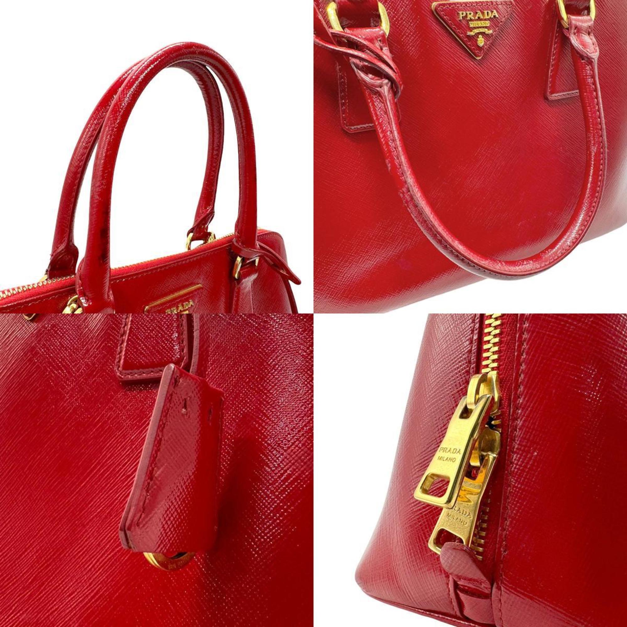 PRADA handbag shoulder bag leather red ladies z2735