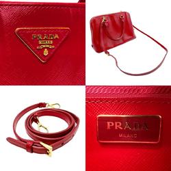 PRADA handbag shoulder bag leather red ladies z2735