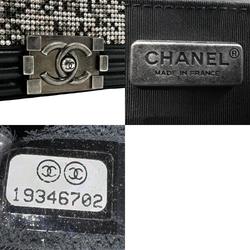 CHANEL Shoulder Bag Boy Chanel Leather Rhinestone Black Women's z2713