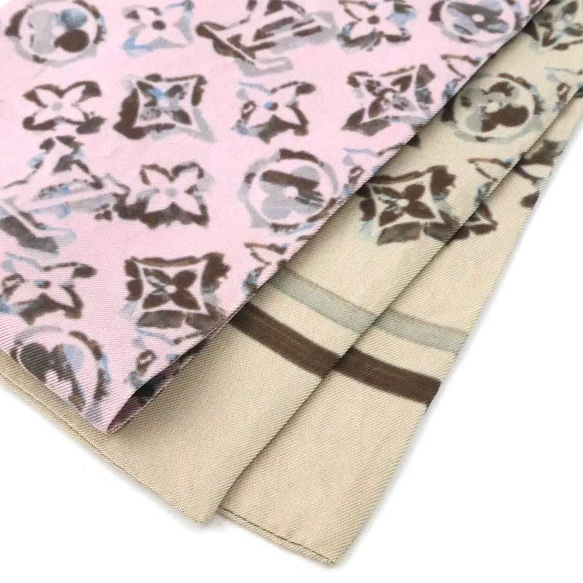 Louis Vuitton Scarf Muffler Silk Pink Beige Multicolor Women's M70417 e59504k