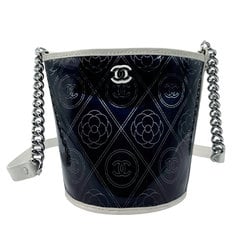 CHANEL Shoulder Bag Camellia Leather Black Women's n0701