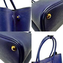 PRADA handbag shoulder bag leather dark blue gold women's z2670