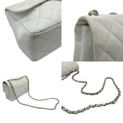 CHANEL Shoulder Bag Matelasse Caviar Skin Leather Off-White Silver Women's z2740