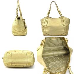 PRADA handbag leather gold ladies e59452j