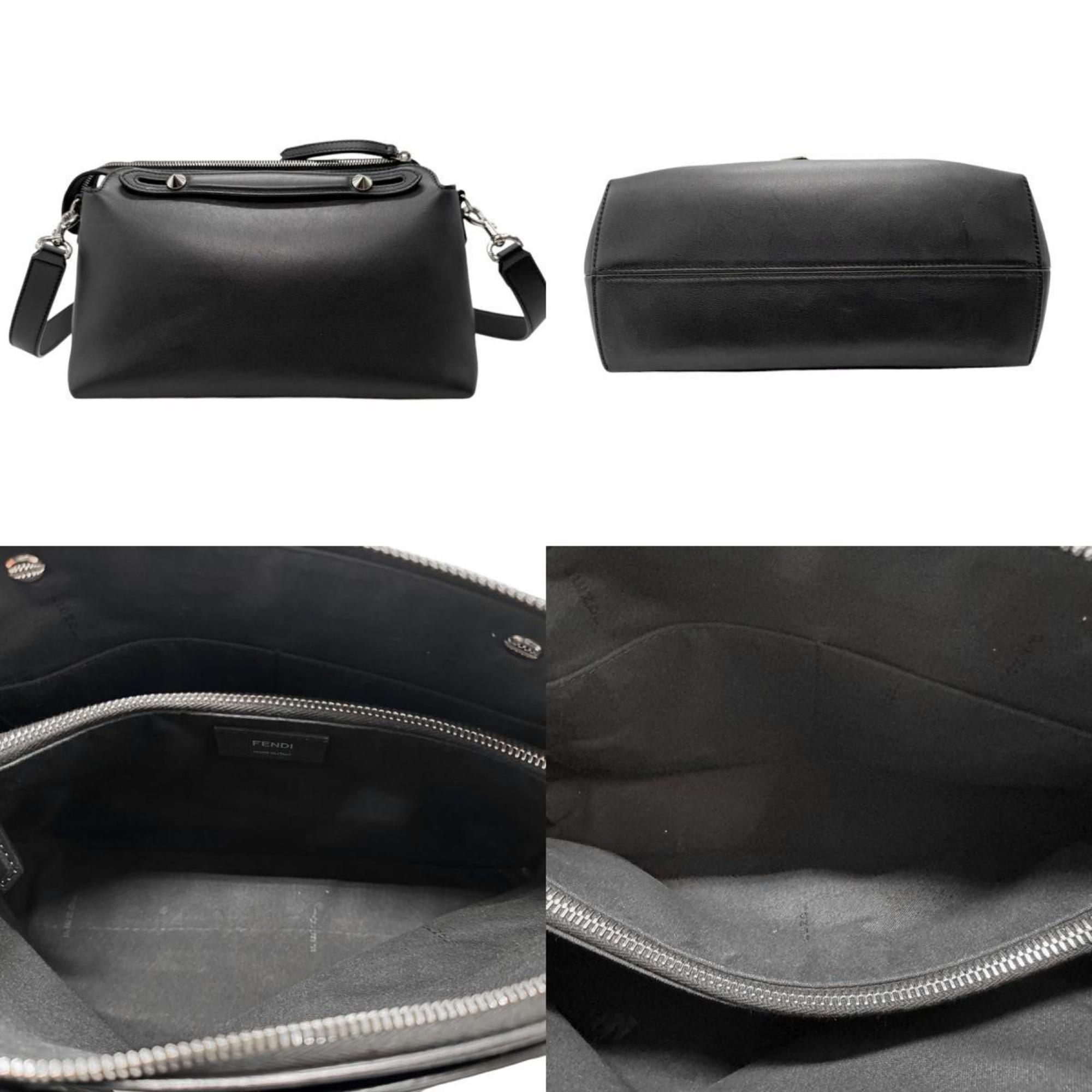 FENDI Handbag Shoulder Bag By The Way Leather Black Silver Women's 8BL146-1D5 z2699