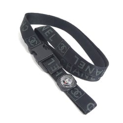 CHANEL Neck Strap Nylon Canvas Black Grey Women's e59464f