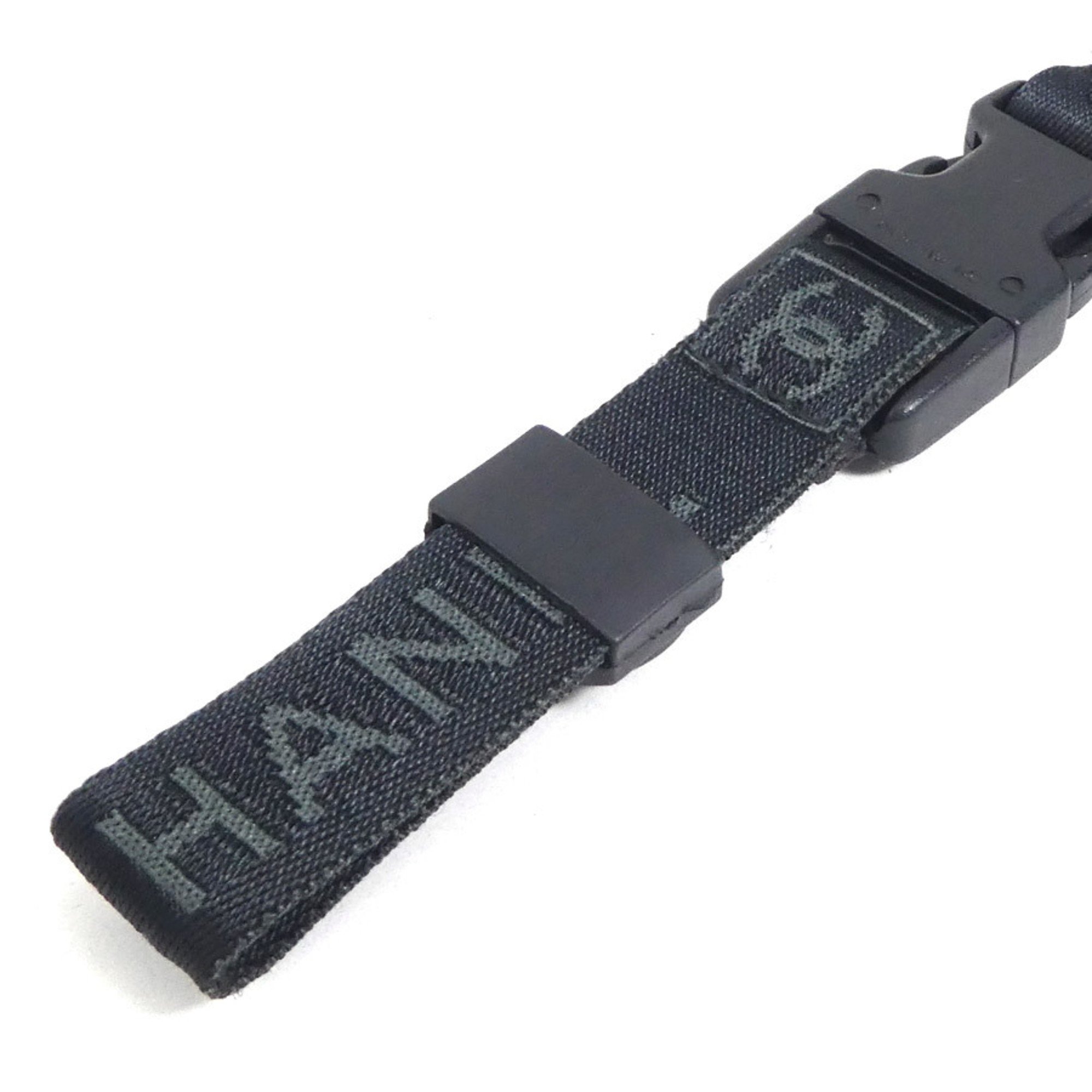 CHANEL Neck Strap Nylon Canvas Black Grey Women's e59464f