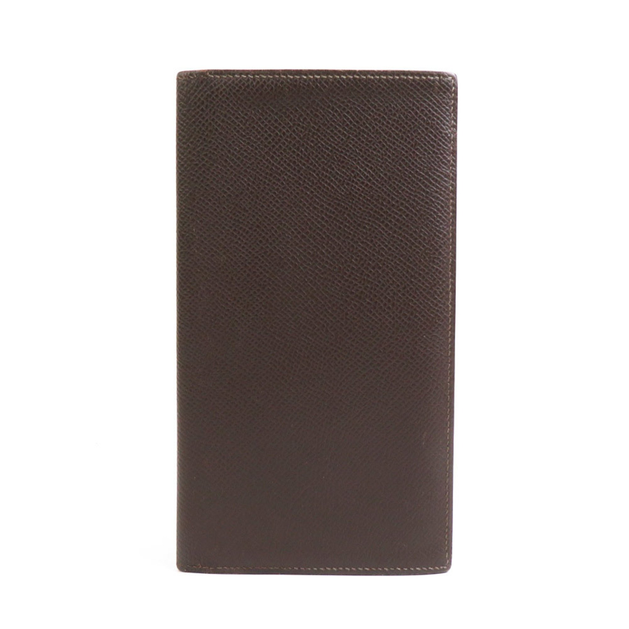 Hermes HERMES Billfold Leather Dark Brown Men's e59460a