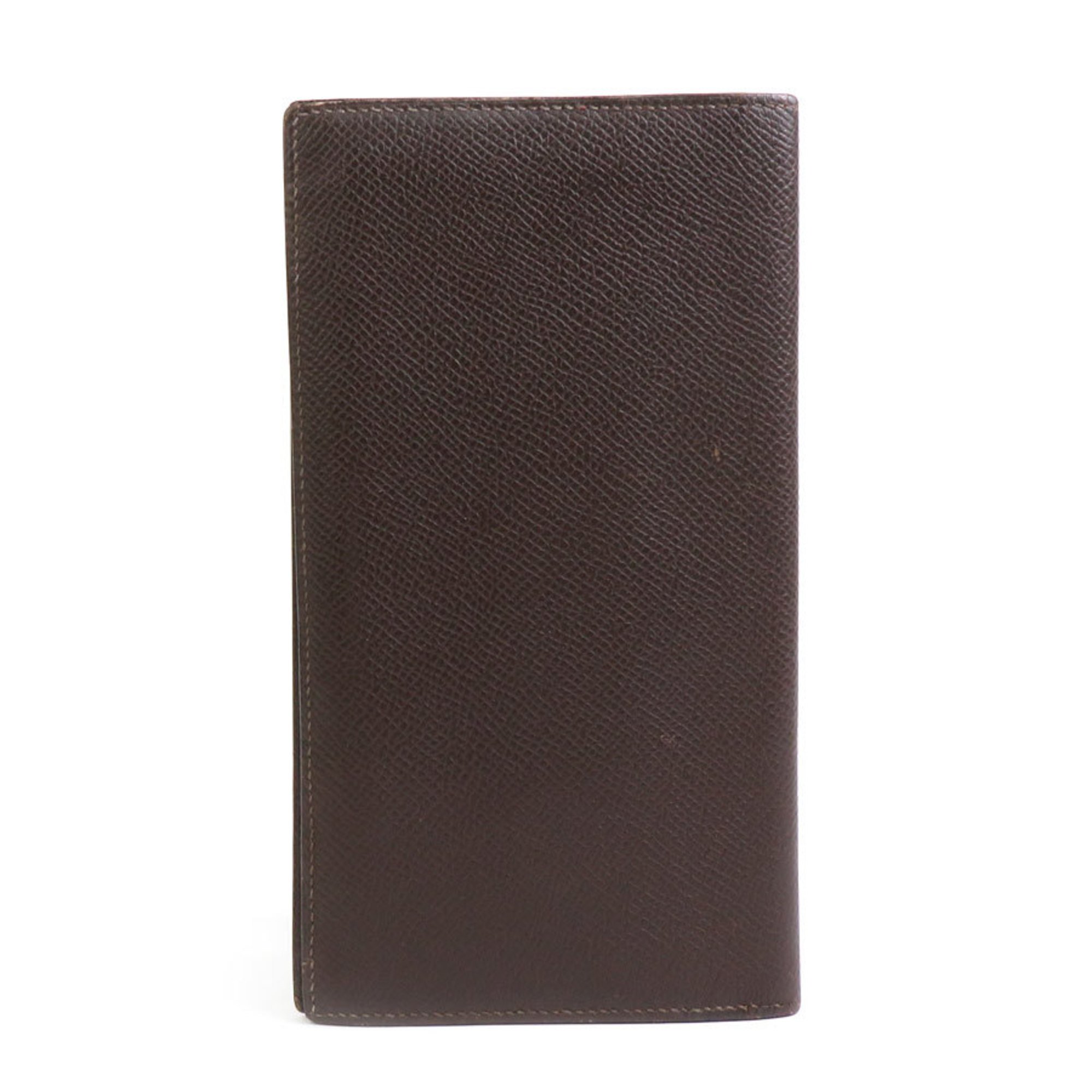 Hermes HERMES Billfold Leather Dark Brown Men's e59460a