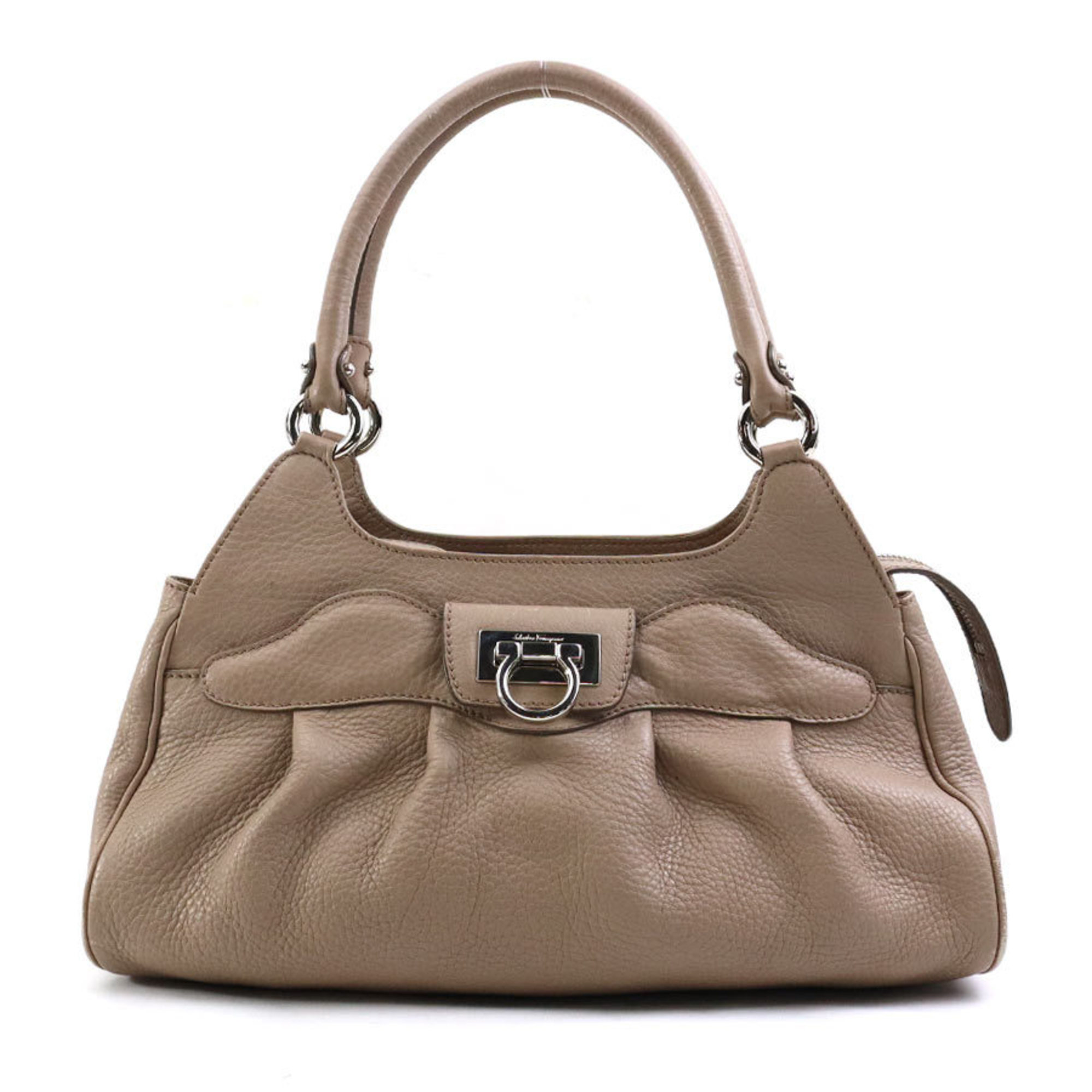 Salvatore Ferragamo handbag Gancini leather beige ladies h30638a