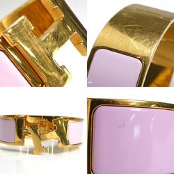 Hermes HERMES Bangle Bracelet Click Clack Metal Enamel Gold Light Pink Women's e59469a