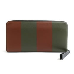 LOEWE Round Long Wallet Leather Brown x Khaki Men's Women's h30652a