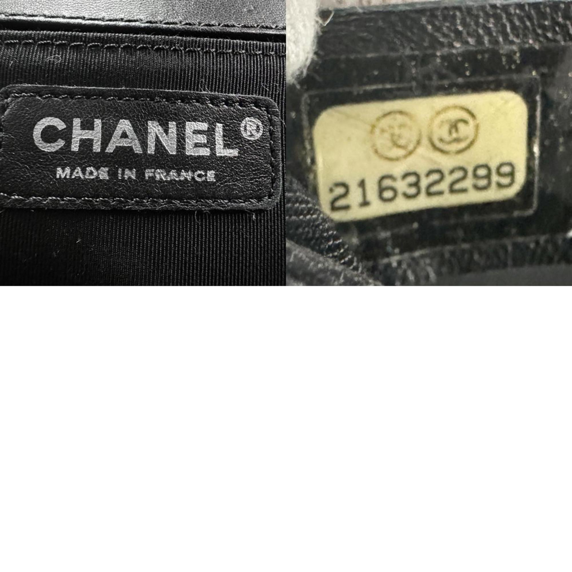 CHANEL Shoulder Bag Boy Chanel Leather Black Gunmetal Women's z2690