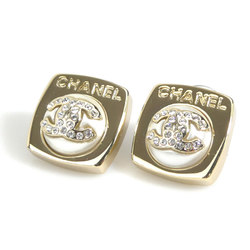 CHANEL Earrings Coco Mark Metal Faux Pearl Light Gold Off-White Women's e59468i