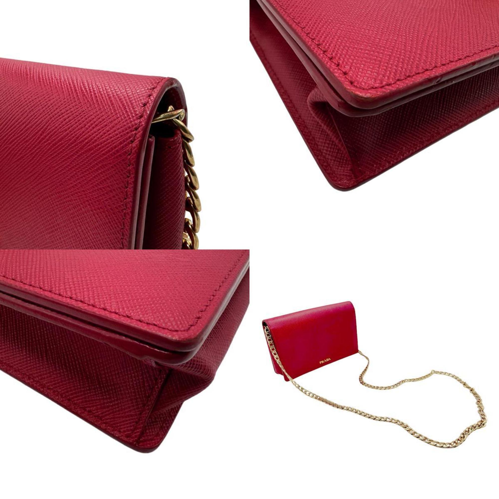 PRADA Shoulder Bag Leather Red Women's z2704