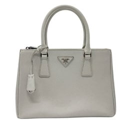 PRADA handbag shoulder bag leather light gray silver women's z2686