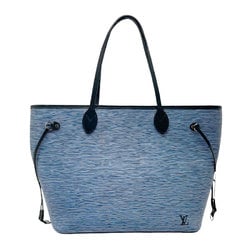 Louis Vuitton LOUIS VUITTON Tote Bag Epi Denim Neverfull MM Leather Blue Black Silver Women's M51053 n0692