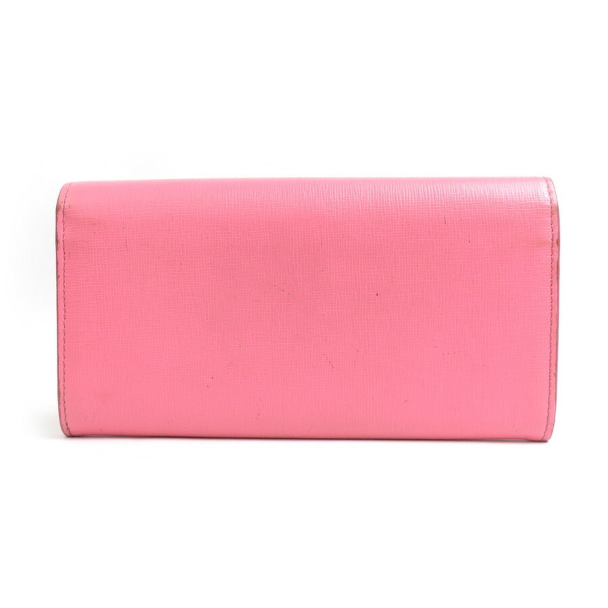 FENDI Long Wallet Monster Eye Leather Pink Black Women's 8M0340-5PT e59459a